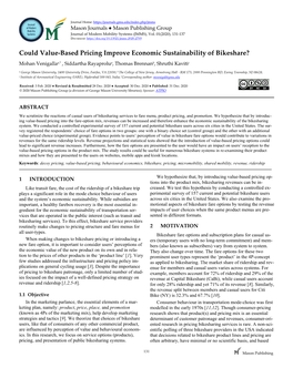 Could Value-Based Pricing Improve Economic Sustainability Of