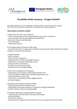 Feasibility Study Summary – Prague-Suchdol