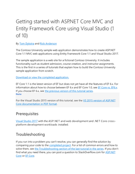 Getting Started with ASP.NET Core MVC and Entity Framework Core Using Visual Studio (1 of 10)