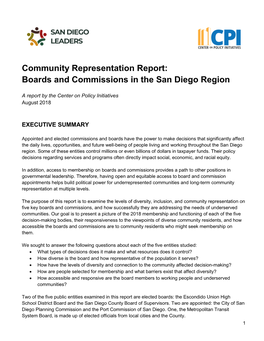 Community Representation Report: Boards and Commissions in the San Diego Region