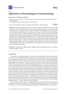 Application of Bacteriophages in Nanotechnology