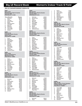 Big 12 Record Book Women's Indoor Track & Field