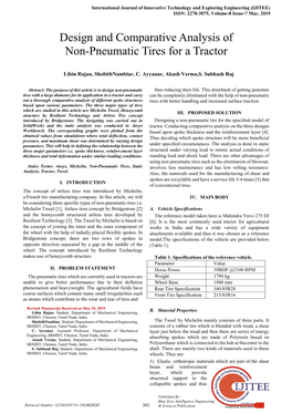 Design and Comparative Analysis of Non-Pneumatic Tires for a Tractor