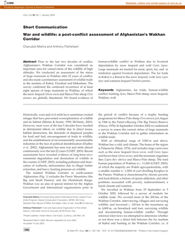 A Post-Conflict Assessment of Afghanistan's Wakhan