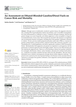 An Assessment on Ethanol-Blended Gasoline/Diesel Fuels on Cancer Risk and Mortality