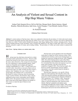 An Analysis of Violent and Sexual Content in Hip Hop Music Videos