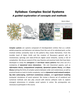 Syllabus: Complex Social Systems a Guided Exploration of Concepts and Methods