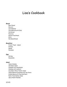 Lisa's Cookbook