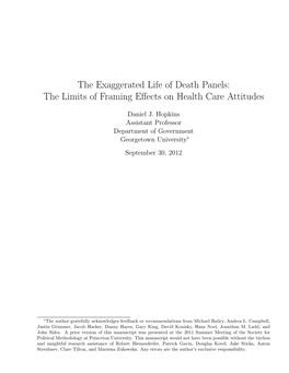 The Limits of Framing Effects on Health Care Attitudes