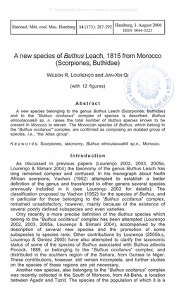 A New Species of Buthus Leach, 1815 from Morocco (Scorpiones, Buthidae)