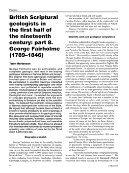 British Scriptural Geologists in the First Half of the Nineteenth Century