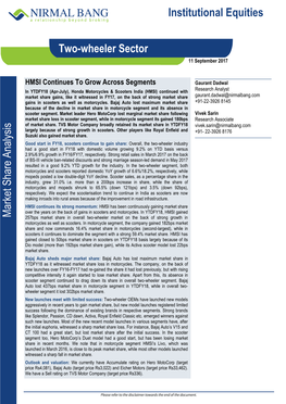 Institutional Equities Market Share Analysis Two-Wheeler Sector