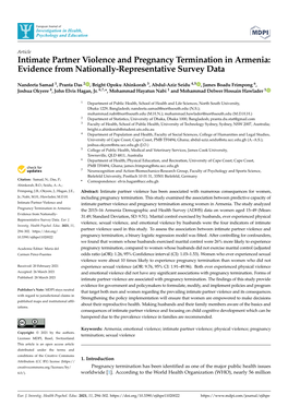 Intimate Partner Violence and Pregnancy Termination in Armenia: Evidence from Nationally-Representative Survey Data