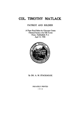 Col. Timothy Matlack