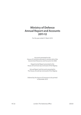 MOD Annual Report and Accounts 2011-12