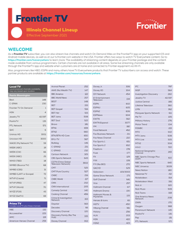 Frontier TV Illinois Residential Channel Lineup and TV Guide