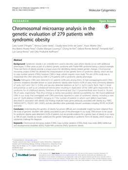 Chromosomal Microarray Analysis in the Genetic Evaluation of 279