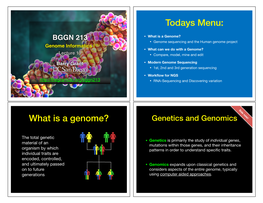 Todays Menu: What Is a Genome?