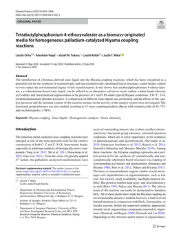 Tetrabutylphosphonium 4-Ethoxyvalerate As a Biomass