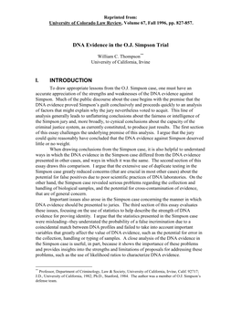 DNA Evidence in the OJ Simpson Trial