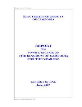 Report on Power Sector of the Kingdom of Cambodia for the Year 2006