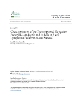 Characterization of the Transcriptional Elongation Factor ELL3 in B Cells and Its Role in B-Cell Lymphoma Proliferation and Survival Lou-Ella M.M