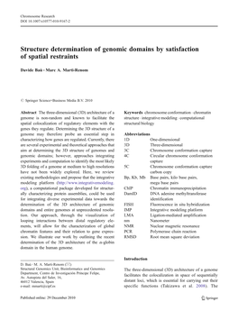 Structure Determination of Genomic Domains by Satisfaction of Spatial Restraints