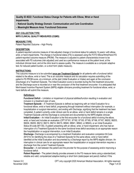 Quality ID #222: Functional Status Change for Patients with Elbow