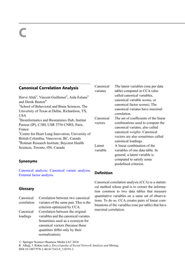 Canonical Correlation Analysis (CCA)