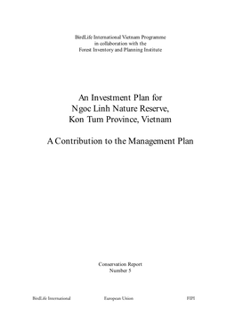 An Investment Plan for Ngoc Linh Nature Reserve, Kon Tum Province, Vietnam