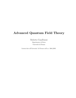 Advanced Quantum Field Theory