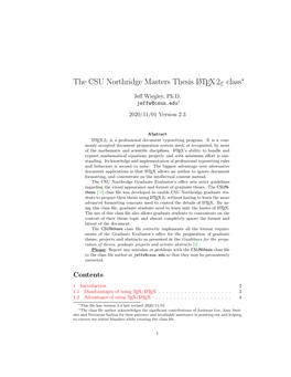 The CSU Northridge Masters Thesis Latex2ε Class