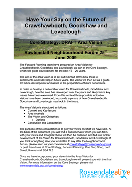 Crawshawbooth Loveclough and Goodshaw Vision