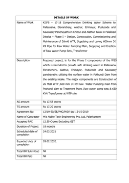 DETAILS of WORK Name of Work KIIFB – 17-18