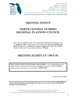 Meeting Notice North Central Florida Regional Planning