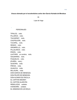 Arauco Domado Por El Excelentísimo Señor Don García Hurtado De Mendoza