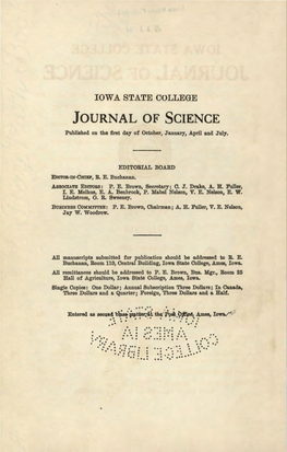 JOURNAL of SCIENCE Published on the First Day of October, January, April and July