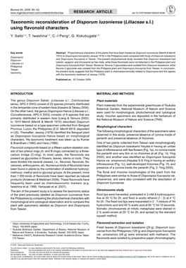 Taxonomic Reconsideration of <I>Disporum Luzoniense</I> (<I>Liliaceae</I> S.L.) Using Flavonoid Characte