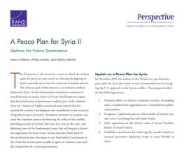 A Peace Plan for Syria II