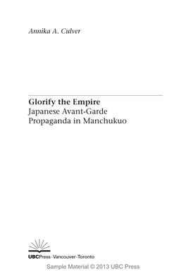 Glorify the Empire Japanese Avant-Garde Propaganda in Manchukuo
