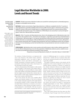 Legal Abortion Worldwide in 2008: Levels and Recent Trends