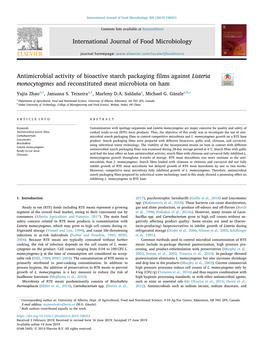 International Journal of Food Microbiology Antimicrobial Activity