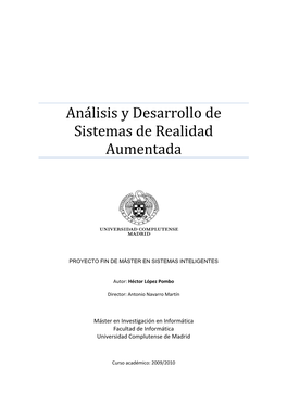 Análisis Y Desarrollo De Sistemas De Realidad Aumentada