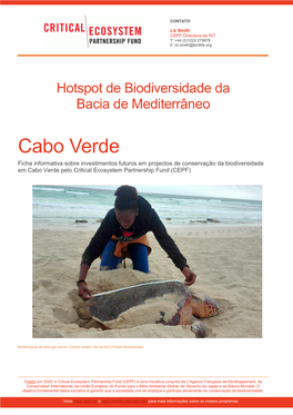 Cabo Verde Ficha Informativa Sobre Investimentos Futuros Em Projectos De Conservação Da Biodiversidade Em Cabo Verde Pelo Critical Ecosystem Partnership Fund (CEPF)