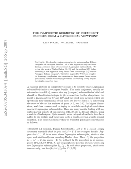 The Symplectic Geometry of Cotangent Bundles from a Categorical Viewpoint