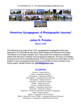 'American Synagogues: a Photographic Journey' by Julian H