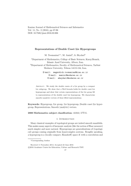 Representations of Double Coset Lie Hypergroups