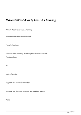 Putnam's Word Book by Louis A. Flemming&lt;/H1&gt;