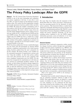 The Privacy Policy Landscape After the GDPR