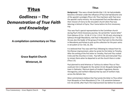 Titus Titus Background: Titus Was a Greek Gentile (Gal